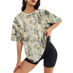 imageATHMILE Womens Oversized T Shirts Casual Tee Workout Tops Gym Clothes Summer Loose Fit Short Sleeve Graphics Basic Y2K 2026Camo Lightgreen