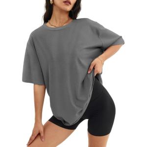 imageATHMILE Womens Oversized T Shirts Casual Tee Workout Tops Gym Clothes Summer Loose Fit Short Sleeve Graphics Basic Y2K 2026Darkgrey