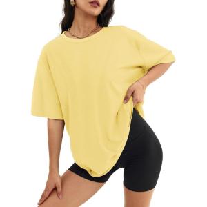 imageATHMILE Womens Oversized T Shirts Casual Tee Workout Tops Gym Clothes Summer Loose Fit Short Sleeve Graphics Basic Y2K 2026Lemon