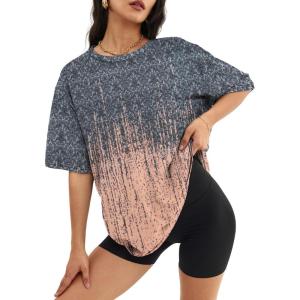 imageATHMILE Womens Oversized T Shirts Casual Tee Workout Tops Gym Clothes Summer Loose Fit Short Sleeve Graphics Basic Y2K 2026Tiedye Coral