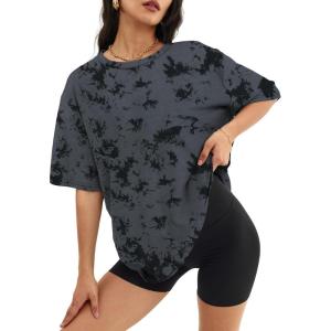 imageATHMILE Womens Oversized T Shirts Casual Tee Workout Tops Gym Clothes Summer Loose Fit Short Sleeve Graphics Basic Y2K 2026Tiedye Grey