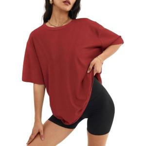 imageATHMILE Womens Oversized T Shirts Casual Tee Workout Tops Gym Clothes Summer Loose Fit Short Sleeve Graphics Basic Y2K 2026Winered