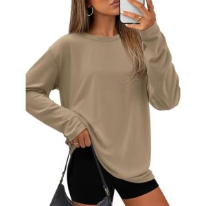 imageATHMILE Womens Oversized T Shirts Casual Tee Workout Tops Gym Clothes Summer Loose Fit Short Sleeve Graphics Basic Y2K 2026Zkhaki