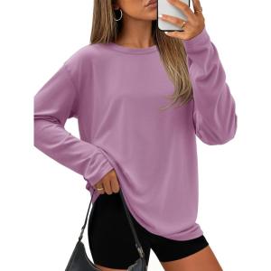 imageATHMILE Womens Oversized T Shirts Casual Tee Workout Tops Gym Clothes Summer Loose Fit Short Sleeve Graphics Basic Y2K 2026Zpurple