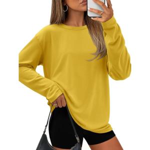 imageATHMILE Womens Oversized T Shirts Casual Tee Workout Tops Gym Clothes Summer Loose Fit Short Sleeve Graphics Basic Y2K 2026Zyellow