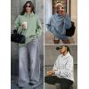 imageATHMILE Fleece Sweatshirt for Women Oversized Sweatshirts with Pockets Turtleneck Pullover Fashion Outfits Clothes 2026Gray Blue