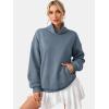 imageATHMILE Fleece Sweatshirt for Women Oversized Sweatshirts with Pockets Turtleneck Pullover Fashion Outfits Clothes 2026Gray Blue