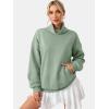 imageATHMILE Fleece Sweatshirt for Women Oversized Sweatshirts with Pockets Turtleneck Pullover Fashion Outfits Clothes 2026Gray Green
