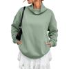 imageATHMILE Fleece Sweatshirt for Women Oversized Sweatshirts with Pockets Turtleneck Pullover Fashion Outfits Clothes 2026Gray Green