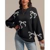imageATHMILE Fall Sweaters for Women 2026 Fashion Cute Bow Knit Pullover Trendy Long Sleeve Oversized Sweater Winter ClothingBlack