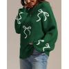 imageATHMILE Fall Sweaters for Women 2026 Fashion Cute Bow Knit Pullover Trendy Long Sleeve Oversized Sweater Winter ClothingGreen