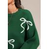 imageATHMILE Fall Sweaters for Women 2026 Fashion Cute Bow Knit Pullover Trendy Long Sleeve Oversized Sweater Winter ClothingGreen
