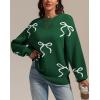 imageATHMILE Fall Sweaters for Women 2026 Fashion Cute Bow Knit Pullover Trendy Long Sleeve Oversized Sweater Winter ClothingGreen