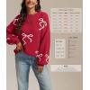 imageATHMILE Fall Sweaters for Women 2026 Fashion Cute Bow Knit Pullover Trendy Long Sleeve Oversized Sweater Winter ClothingRed