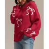 imageATHMILE Fall Sweaters for Women 2026 Fashion Cute Bow Knit Pullover Trendy Long Sleeve Oversized Sweater Winter ClothingRed
