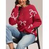 imageATHMILE Fall Sweaters for Women 2026 Fashion Cute Bow Knit Pullover Trendy Long Sleeve Oversized Sweater Winter ClothingRed