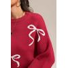 imageATHMILE Fall Sweaters for Women 2026 Fashion Cute Bow Knit Pullover Trendy Long Sleeve Oversized Sweater Winter ClothingRed