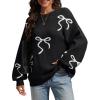 imageATHMILE Fall Sweaters for Women 2026 Fashion Cute Bow Knit Pullover Trendy Long Sleeve Oversized Sweater Winter ClothingBlack