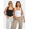 imageATHMILE Tank Tops for Women Square Neck Sleeveless DoubleLayer Tank Tops Basic Tight T ShirtsBlack