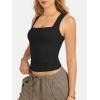 imageATHMILE Tank Tops for Women Square Neck Sleeveless DoubleLayer Tank Tops Basic Tight T ShirtsBlack