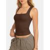 imageATHMILE Tank Tops for Women Square Neck Sleeveless DoubleLayer Tank Tops Basic Tight T ShirtsChestnut