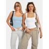 imageATHMILE Tank Tops for Women Square Neck Sleeveless DoubleLayer Tank Tops Basic Tight T ShirtsLight Blue