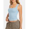 imageATHMILE Tank Tops for Women Square Neck Sleeveless DoubleLayer Tank Tops Basic Tight T ShirtsLight Blue