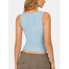 imageATHMILE Tank Tops for Women Square Neck Sleeveless DoubleLayer Tank Tops Basic Tight T ShirtsLight Blue