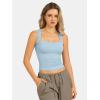 imageATHMILE Tank Tops for Women Square Neck Sleeveless DoubleLayer Tank Tops Basic Tight T ShirtsLight Blue