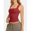 imageATHMILE Tank Tops for Women Square Neck Sleeveless DoubleLayer Tank Tops Basic Tight T ShirtsRed