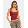 imageATHMILE Tank Tops for Women Square Neck Sleeveless DoubleLayer Tank Tops Basic Tight T ShirtsRed