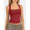 imageATHMILE Tank Tops for Women Square Neck Sleeveless DoubleLayer Tank Tops Basic Tight T ShirtsRed