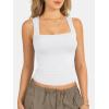 imageATHMILE Tank Tops for Women Square Neck Sleeveless DoubleLayer Tank Tops Basic Tight T ShirtsWhite
