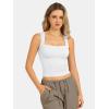 imageATHMILE Tank Tops for Women Square Neck Sleeveless DoubleLayer Tank Tops Basic Tight T ShirtsWhite