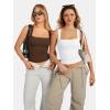 imageATHMILE Tank Tops for Women Square Neck Sleeveless DoubleLayer Tank Tops Basic Tight T ShirtsWhite