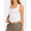 imageATHMILE Tank Tops for Women Square Neck Sleeveless DoubleLayer Tank Tops Basic Tight T ShirtsWhite
