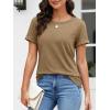 imageATHMILE Womens Boat Neck Tops Fashion Short Sleeve Scoop Neck Tees for Women Trendy Casual Shirts Summer Beach Outfits 2026Coffee