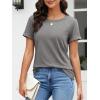 imageATHMILE Womens Boat Neck Tops Fashion Short Sleeve Scoop Neck Tees for Women Trendy Casual Shirts Summer Beach Outfits 2026Grey