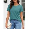 imageATHMILE Womens Boat Neck Tops Fashion Short Sleeve Scoop Neck Tees for Women Trendy Casual Shirts Summer Beach Outfits 2026Lakeblue