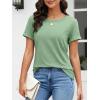 imageATHMILE Womens Boat Neck Tops Fashion Short Sleeve Scoop Neck Tees for Women Trendy Casual Shirts Summer Beach Outfits 2026Lightgreen