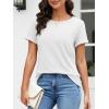 imageATHMILE Womens Boat Neck Tops Fashion Short Sleeve Scoop Neck Tees for Women Trendy Casual Shirts Summer Beach Outfits 2026White