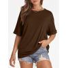 imageATHMILE Womens Oversized T Shirts Summer Tops Spring Casual Loose Fit Workout Short Sleeve 2026 Beach VacationBrown