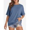 imageATHMILE Womens Oversized T Shirts Summer Tops Spring Casual Loose Fit Workout Short Sleeve 2026 Beach VacationGrey Blue