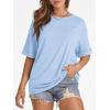 imageATHMILE Womens Oversized T Shirts Summer Tops Spring Casual Loose Fit Workout Short Sleeve 2026 Beach VacationIce Blue