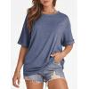 imageATHMILE Womens Oversized T Shirts Summer Tops Spring Casual Loose Fit Workout Short Sleeve 2026 Beach VacationNavy