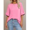 imageATHMILE Womens Oversized T Shirts Summer Tops Spring Casual Loose Fit Workout Short Sleeve 2026 Beach VacationPink