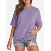 imageATHMILE Womens Oversized T Shirts Summer Tops Spring Casual Loose Fit Workout Short Sleeve 2026 Beach VacationPurple