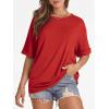 imageATHMILE Womens Oversized T Shirts Summer Tops Spring Casual Loose Fit Workout Short Sleeve 2026 Beach VacationRed