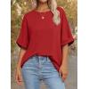 imageATHMILE Womens Oversized T Shirts Summer Tops Spring Casual Loose Fit Workout Short Sleeve 2026 Beach VacationRed