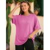 imageATHMILE Womens Oversized T Shirts Summer Tops Spring Casual Loose Fit Workout Short Sleeve 2026 Beach VacationRose Red